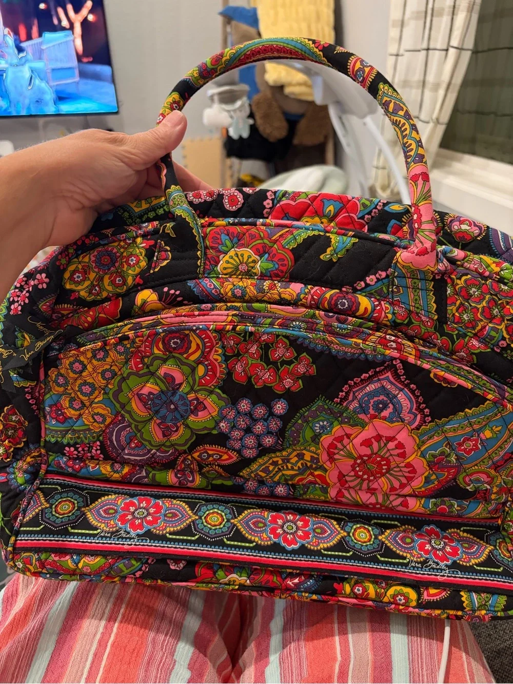Vera Bradley Black Multicolor Quilted Floral Paisley Laptop Bag
